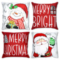 RidaaFri Christmas Pillow Covers 18x18 Inch Set of 4 Merry Christmas Red Throw Pillow Cases Winter Holiday Cushion Case Snowman Santa Claus Xmas Decorations for Home