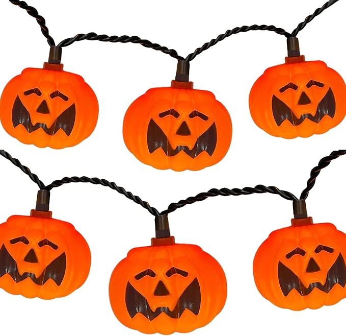 8.5Ft LED Halloween Lights Pumpkin String Lights with 10 Smiling Jack O Lantern Pumpkin Lights, Orange Jack O Lantern for Home Party Yard Porch Indoor Outdoor Decor Halloween Decorations