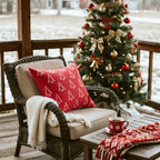 Auomily Christmas Chenille Pillow Covers 20x20 Set of 2, Reversible Snowflake & Tree Design, Cozy Farmhouse Holiday Throw Pillowcases with Hidden Zipper for Sofa, Couch and Bed(Red,20x20)