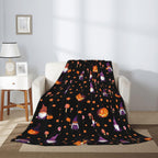 Halloween Blanket Cute Gnome Pumpkin Black Blanket Halloween Lightweight Throw Blanket for Women Kids Soft Cozy Fleece Couch Living Room 40x50 inches