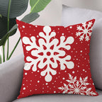 Gujiahone Green Christmas Pillow Covers 18x18 Inch Set of 2 Snowflakes Linen Square Winter Holiday Decoration Cushion Case for Sofa Couch Bed Living Room (Red)