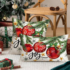 AACORS Christmas Pillow Cover 12X20 Inch Baubles Christmas Tree Stars Joy Decoration Holiday Farmhouse Winter Pillow Case for Sofa Couch Decor（Red） AA613-12