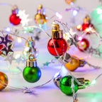 Mudder Fairy Light Snow Globe Christmas Lights 13 Ft 40 LED String Light Battery Operated Decoration Lights for Christmas Party Bedroom Indoor Outdoor Decoration Red Green Warm(Gold, Green, Red)