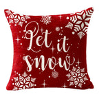 Andreannie Set of 4 Merry Christmas Snowflake Let It Snow Baby It's Cold Outside Red Deer Cotton Linen Decorative Pillow Cover Cushion Case for Sofa Bed Couch Home Decor Square 18 inches