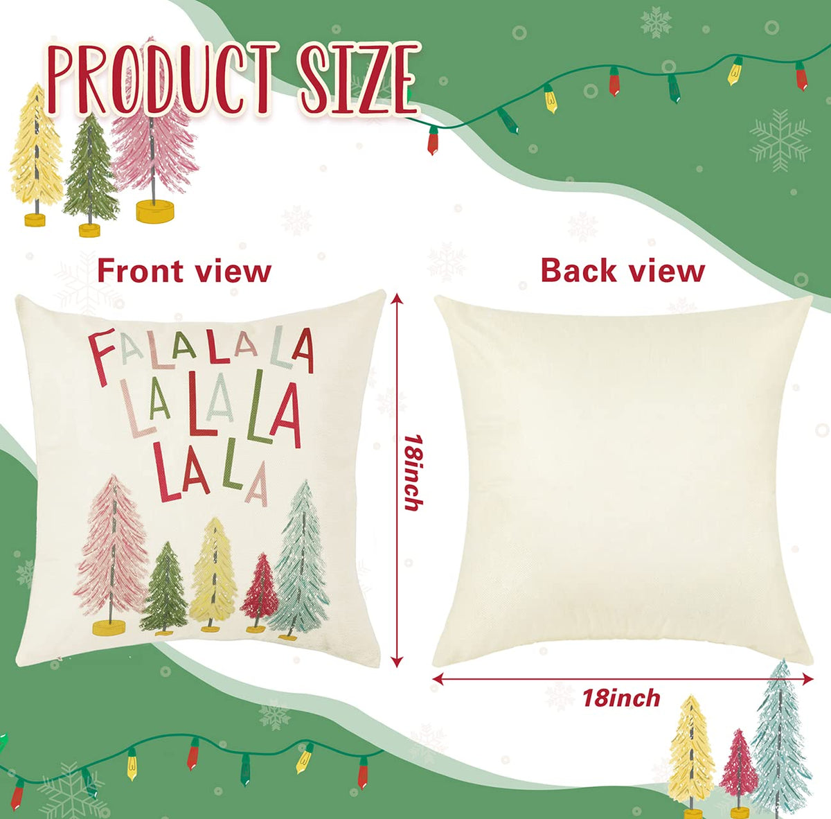 NEWLIGHTURE Merry Bright Christmas Pillow Covers Colorful Holiday Holly Jolly Set of 4 Winter Decorative Throw Pillow Covers Cushion Case for Home Sofa Bed Chair (18" L x 18" W)