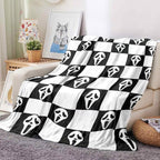 YWZDS Spooky Face Throw Blanket, Black and White Checkered Pattern, Halloween Ghost Blankets Fuzzy Gifts for Sofa Couch Bedroom (40 * 50 inch)