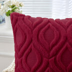 MIULEE Christmas Wine Red Throw Pillow Covers 12x20 Inch, Soft Winter Plush Faux Wool Couch Pillow Covers Set of 2 Decorative Farmhouse Boho Throw Pillows for Sofa Living Room Bed