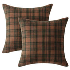 MIULEE Fall Set of 2 Scottish Tartan Plaid Throw Pillow Covers Farmhouse Classic Decorative Outdoor Square Cushion Cases for Halloween Thanksgiving Decor Sofa Couch 20x20 Inch, Orange and Green