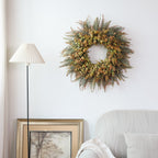 26" Fall Wreath for Front Door - Large Artificial Eucalyptus and Fake Ferns Leaves Outdoor Wreath for Porch, Window,Farmhouse,Home,Thanksgiving Day Harvest Festival Autumn Decor