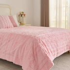 Krifey Pink Faux Fur Blanket for Bed, 3D Marble Texture Soft Cozy Fuzzy Plush Thick Warm Blanket, Faux Rabbit Fleece, Christmas Birthday Gifts for her Girls Women Mom, Cute Pink, 60x80in