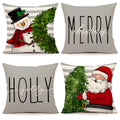 Gray Christmas Pillow Covers 18x18 Set of 4 Farmhouse Xmas Decorations Snowman Wreath Santa Claus Tree Merry Christmas Holly Jolly Winter Holiday Decor Throw Cushion Case for Home Couch S23C20