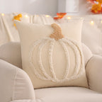 LUOYEHK Halloween Pillow Covers 18x18 Set of 2 White Pumpkin Embroidered Throw Pillow Covers Farmhouse Thanksgiving Home Decor Cushion Covers for Couch Sofa Bed