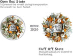 20inch Thanksgiving Fall Wreath, Eucalyptus Berries Pumpkins Lamb Ears Leaves Autumn Wreaths for Front Door, Fall Decor, Porch Wall, Home Outdoor Holiday Decorations Wreath for Autumn