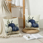 MAZSHTTD Pillow Cover Fall Blue Pumpkin Throw Pillow Covers 18x18 Inch Set of 2 Fall Autumn Decorations for Home Farmhouse Thanksgiving Halloween Pillow Case for Couch Sofa