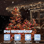 LAMPHOME 33ft Christmas Decorative Mini Lights, 100 LED Transparent Wire Fairy Starry String Lights Plug in, 12 Lighting Modes, for Indoor Outdoor Xmas Tree Wedding Party Decoration (Warm+Multicolor)