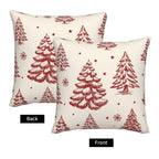 ALNMVVON Christmas Tree Pillow Covers Xmas Red and Cream Pine Tree Decorative Throw Pillows Covers 18x18 Inch Set of 2 Winter Xmas Holiday Pillowcase Farmhouse Cushion Cover for Couch Sofa Bedroom