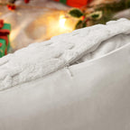 MIULEE Christmas Snowflake Decorative Throw Pillow Covers Set of 2,Soft Fluffy Faux Wool Winter Holiday Couch Pillows for Farmhouse Boho Home Decor Sofa Bed Porch Living Room 16x16 Inch Pure White