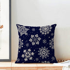 Christmas Pillow Covers 20x20 Inch 2 Pcs, Navy Blue White Snowflakes Decorative Throw Pillows for Couch, Xmas Winter Outdoor Decor Pillowcase Linen Cushion Cover for Bed Sofa