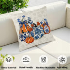 ABSOP Fall Orange Blue Pumpkin Pillow Covers 18x18 Inch Autumn Decorative Throw Pillow Covers Set of 2 Thanksgiving Harvest Pillowcases for Soft Couch Room Decor