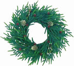 20 Inch Christmas Wreath for Front Door, Artificial Realistic Green Pine with Gold Pinecone, Door Wall Window Fireplace Party Decor