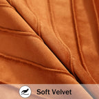 Tosleo Burnt Orange Velvet Throw Pillow Covers 16x16 Pack of 2 with Gold Leather Christmas Decorative Couch Pillowcases Luxury Modern Soft Pillow Cover for Fall Autumn Halloween Thanksgiving Decor