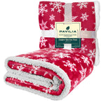 PAVILIA Red Snowflake Christmas Sherpa Throw Blanket, Ultra Soft Reversible Fleece Sherpa 50x60 Winter Blanket for Couch & Bed, Cozy Christmas Home Decor