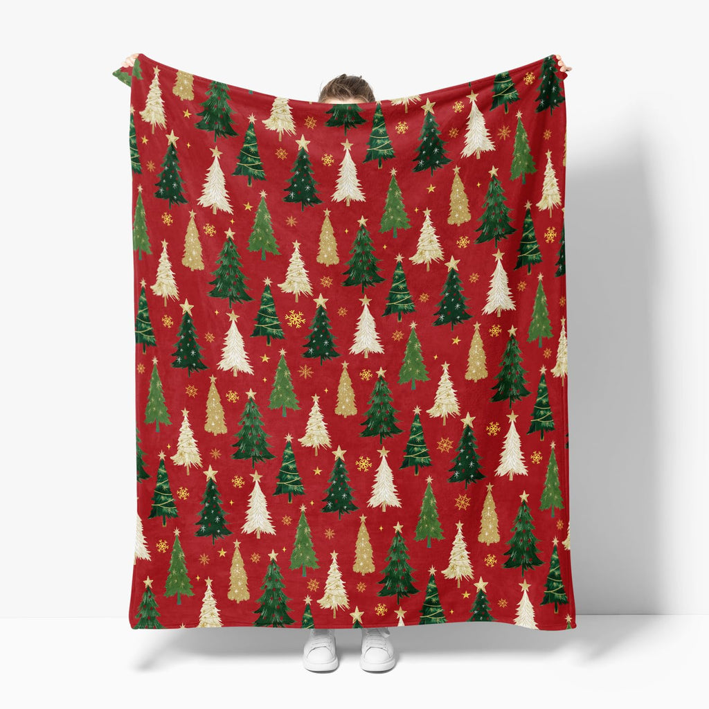 Horaldaily Christmas Flannel Blanket Throw, Christmas Red Tree Soft Fuzzy Plush Cozy Fleece Blankets for Couch Sofa Bed Lounging, Ideal Gifts for Kids Adults Wife Self, 50x60