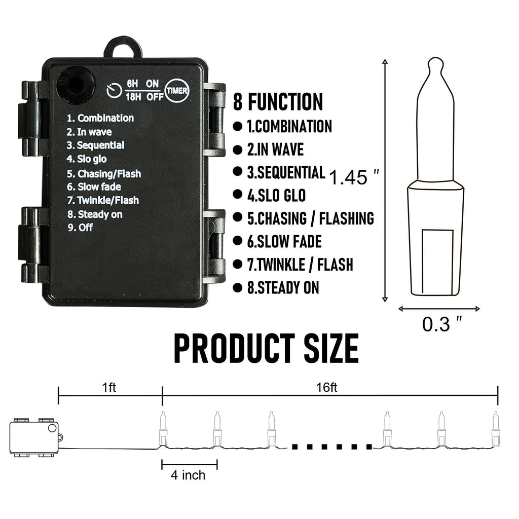 Dazzle Bright Purple and Orange Halloween Lights Battery Operated, 2 Pack Total 100LED 32FT Waterproof Mini String Lights with 8 Modes, Halloween Decorations for Outdoor Indoor Garden Yard Party