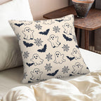 KiuLoam Cute Halloween Pillow Covers 18x18 Set of 2, Black Ghost Bats Spider Webs Print Decorative Throw Pillow Cases, Rustic Farmhouse Style Outdoor Cushion Covers for Sofa Couch Living Room Bed