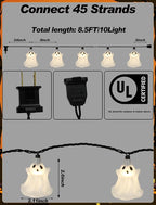 8.5FT Halloween Ghost String Lights Outdoor, Fairy Decorations Lights with 12 LED Bulbs, Waterproof Halloween Decor Hanging String Lights for Bedroom Yard Party Garden Window, Ghost