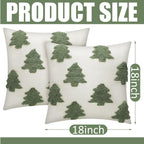 Mixweer 2 Pcs Christmas Pillow Covers 18x18 Inch Neutral Christmas Tree Embroidery Throw Pillow Covers Decorative Throw Cushion Case for Xmas Winter Holiday Decoration (White)