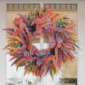 Fall Wreaths for Front Door 24 Inch, Outdoor Wreaths with Artificial Willow Leaves and Berries, Autumn Wreath for Front Door Indoor Wall Window Farmhouse Thanksgiving Halloween