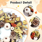 Fall Wreaths for Front Door Outside Decor, 22" Pumpkin Berry Maple Leaves Pine Cone Wreath Autumn Decorations with Bow and Hanging Sign for Thanksgiving Home Outdoor Indoor Porch Harvest