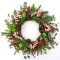 MG MagicGarden Christmas Wreaths for Front Door 20 Inches Artificial Christmas Wreath with Red Holly Berries Pine Needles Pine Cones Candy Canes for Xms Holidays