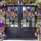 Vofuly Halloween Wreath, 20" Mesh, Orange, Green, Black, Copper, Witch Legs, Pumpkin & Witch, Fun Porch Decor