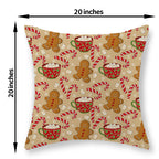 JEFERSO Christmas Pillow Covers 20x20 Set of 2 Gingerbread Man Candy Cane Snowflake Throw Pillows Outdoor Christmas Decorations Pillowcase Winter Farmhouse Holiday Decor Cushion Covers for Couch Home