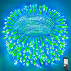500 LED Christmas Lights Outdoor 165FT Connectable String Lights Indoor 8 Modes Clear Wire Plug in Waterproof Twinkle Fairy Lights for Bedroom Christmas Tree Party Decorations, Blue&Green