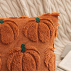 MIULEE Fall Pumpkin Throw Pillow Covers Decor Set of 2 Dark Rust Green Stem 18 x 18 Decorative Cushion Covers Soft Faux Fur Couch Pillows for Autumn Harvest Outdoor Porch Farmhouse Halloween Home