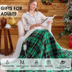 Green Heated Blanket Electric Twin Size 62X84, Christmas Heating Blanket, Plaid Sherpa Winter Blankets Warmer, 10 Heating Levels & 8-Hour Auto Off, Fast Heated House Warming Gifts New Home Decor