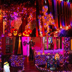 LAMPHOME 33ft Halloween Decorative Mini Lights, 100 LED Transparent Wire Fairy Starry String Lights Plug in, 12 Lighting Modes, for Halloween Decoration Outdoor Party Decoration (Orange and Purple)