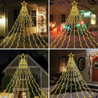 Christmas String Lights Outdoor Decoration 317 LED Star Fairy String Lights 8 Modes & Waterproof for Party Wedding Patio Yard New Year Holiday Indoor Outdoor - Warm White