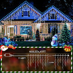 33FT Christmas Lights Outdoor, 400 LED Outdoor String Lights Waterproof Plug in with 8 Modes & Timer, Christmas String Lights for Tree Party, Garden, Holiday Decorations（Cool White）