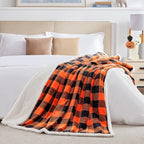 Touchat Halloween Blanket Twin Size 60" X 70"，Fall Autumn Harvest Sherpa Fuzzy Fluffy Soft Cozy Blankets, Fleece Flannel Plush Microfiber Throw for Couch Bed Sofa, Halloween Decor (Orange)