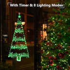 Toodour Christmas Decorations Indoor Lights, 2.65ft LED Christmas Lights, Green Wall Window Hanging Light, Battery Operated Holiday Decoration for Outdoor Garden New Year Home Decor