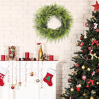 Real Touch Artificial Cedar Wreath 24" Fake Christmas Wreaths for Front Door Faux Pine Greenery Wreaths for Home,Window,Table,Mantle,Wall,Indoor,Outdoor Xmas Decorations