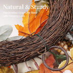 MAINGKAUNG Artificial Fall Wreath 22 Inch Fall Wreaths for Front Door with White Pumpkins Oeange Maple Leaves Lamb's Ear and Berries Autumn Wreath Thanksgiving Harvest Wreath for Festival Wall Porch