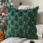 Allorry Christmas Pillow Covers 18 x 18 inch Set of 2 Dark Green Christmas Tree Pillow Covers Decorations Plush Faux Fur Soft Cushion Case for Winter Xmas Holiday Home Bedroom Sofa Decors PT004-A18