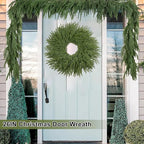 26 Inch Christmas Wreaths for Front Door Real Touch Norfolk Pine Wreath Large Artificial Green Wreath Indoor Outdoor Farmhouse Front Door Holiday Decoration Winter Home Hanging Xmas Decor