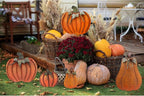Metal Pumpkin Stakes Yard Signs Fall Decor Decorative Garden Stake Lawn Pumpkins Ornaments Outdoor Autumn Decoration for Harvest Halloween Thanksgiving (26" H Orange x2)