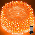 LAMPHOME 66ft Halloween Decorative Mini Lights, 200 LED Transparent Wire Fairy Starry String Lights Plug in, 11 Lighting Modes, for Halloween Decoration Outdoor Xmas Tree Party Decoration (Orange)